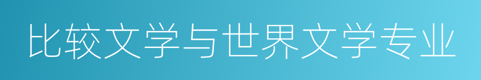 比较文学与世界文学专业的同义词