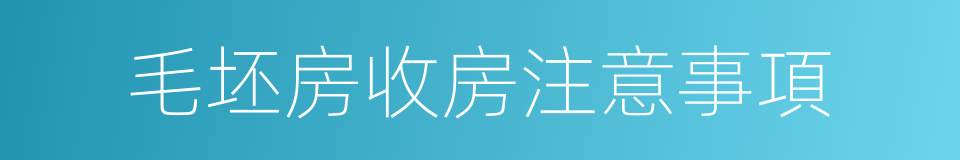 毛坯房收房注意事項的同義詞