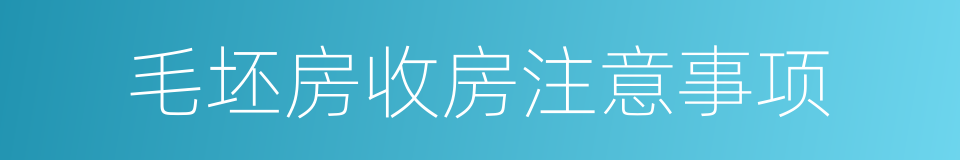 毛坯房收房注意事项的同义词