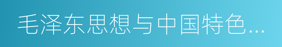 毛泽东思想与中国特色社会主义理论体系的同义词