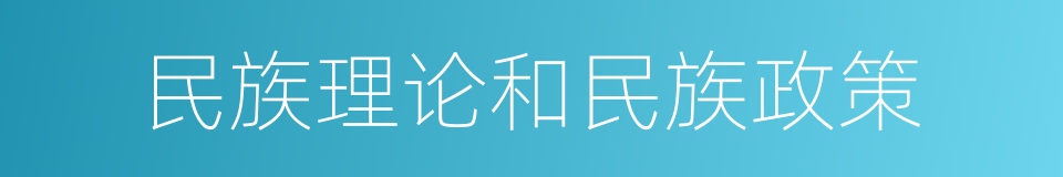 民族理论和民族政策的同义词