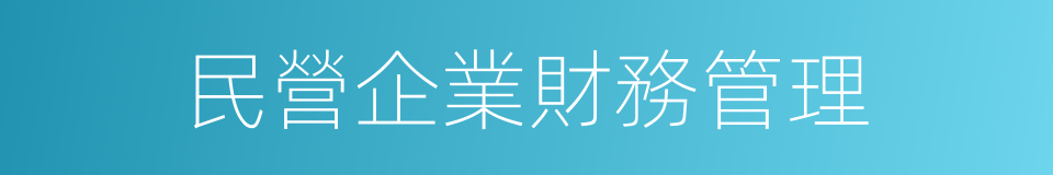 民營企業財務管理的同義詞