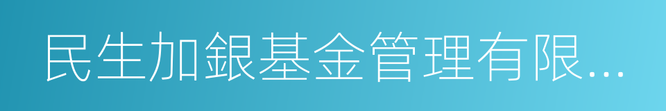 民生加銀基金管理有限公司的同義詞