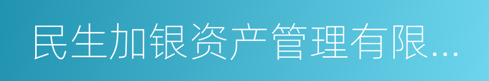 民生加银资产管理有限公司的同义词