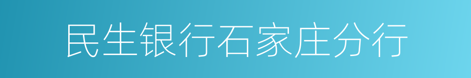 民生银行石家庄分行的同义词