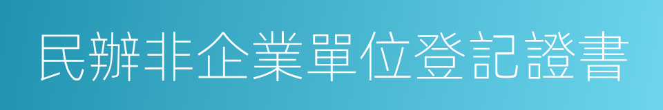 民辦非企業單位登記證書的同義詞