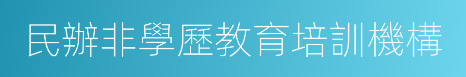 民辦非學歷教育培訓機構的同義詞