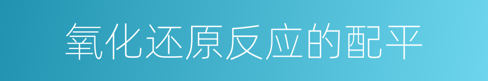 氧化还原反应的配平的同义词