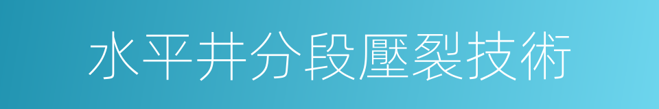 水平井分段壓裂技術的同義詞