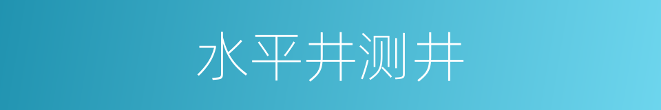 水平井测井的意思