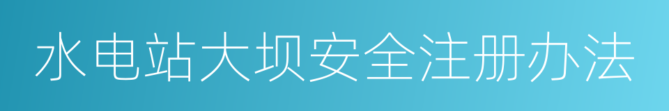 水电站大坝安全注册办法的同义词