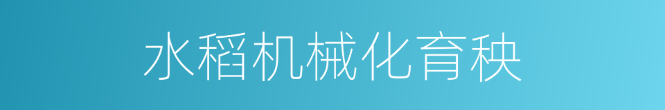水稻机械化育秧的同义词