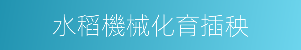 水稻機械化育插秧的同義詞