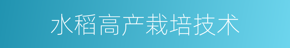 水稻高产栽培技术的同义词