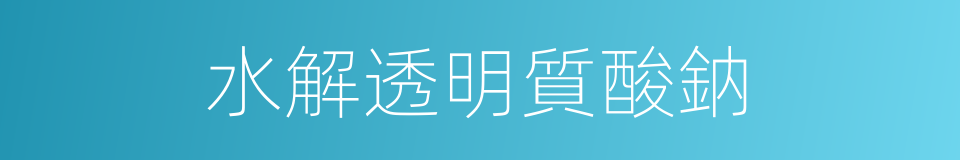 水解透明質酸鈉的同義詞