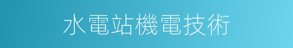 水電站機電技術的同義詞