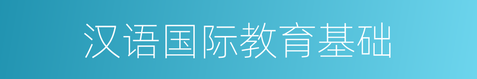 汉语国际教育基础的同义词