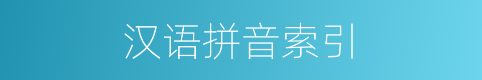 汉语拼音索引的同义词