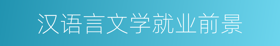 汉语言文学就业前景的同义词