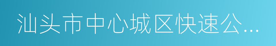 汕头市中心城区快速公交线网规划及实施方案的同义词