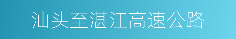 汕头至湛江高速公路的同义词