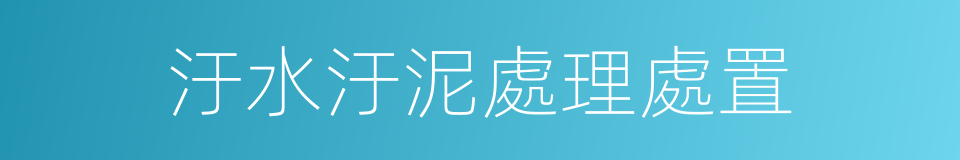 汙水汙泥處理處置的同義詞