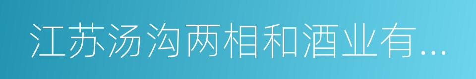 江苏汤沟两相和酒业有限公司的同义词