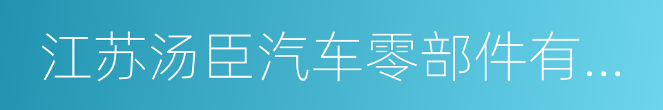 江苏汤臣汽车零部件有限公司的同义词