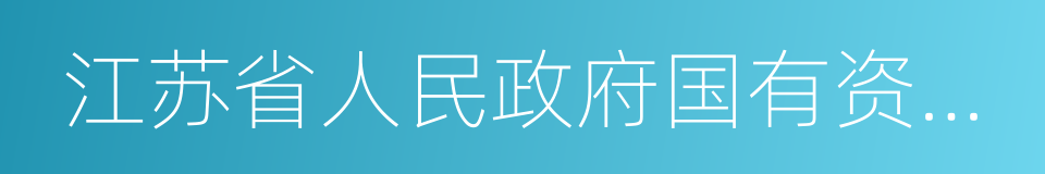 江苏省人民政府国有资产监督管理委员会的同义词