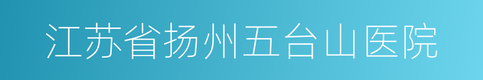 江苏省扬州五台山医院的同义词