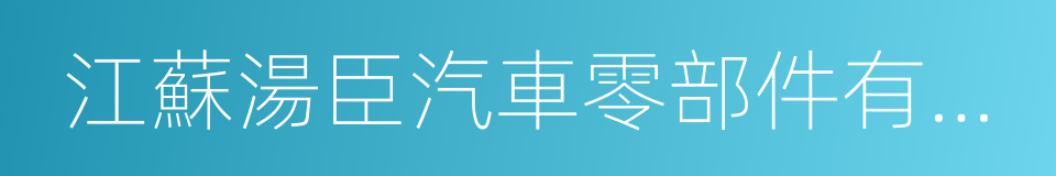 江蘇湯臣汽車零部件有限公司的同義詞