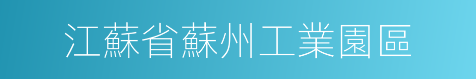 江蘇省蘇州工業園區的同義詞