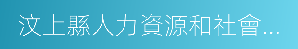 汶上縣人力資源和社會保障局的同義詞