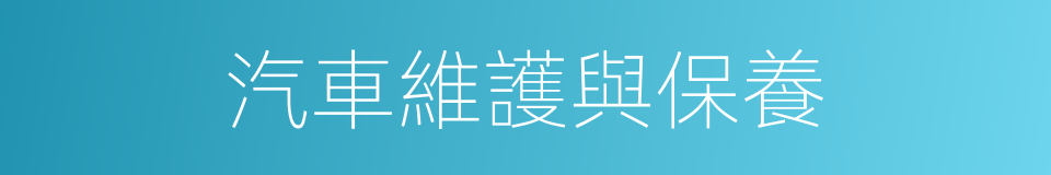 汽車維護與保養的同義詞