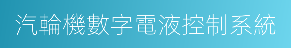 汽輪機數字電液控制系統的同義詞