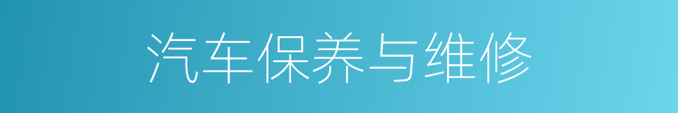 汽车保养与维修的同义词