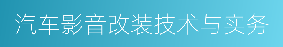 汽车影音改装技术与实务的同义词