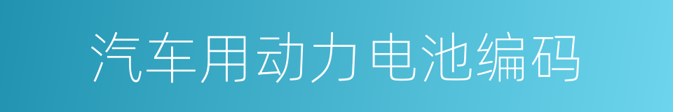 汽车用动力电池编码的同义词