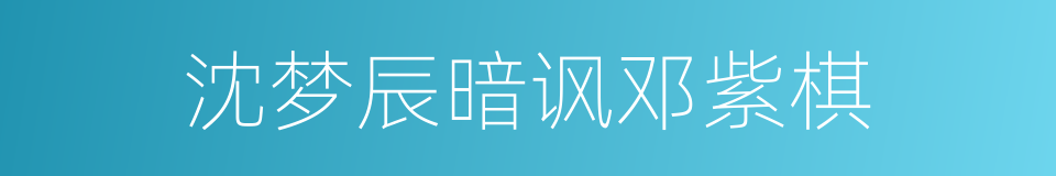 沈梦辰暗讽邓紫棋的同义词