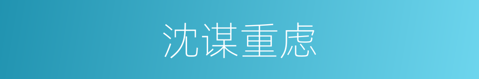 沈谋重虑的意思