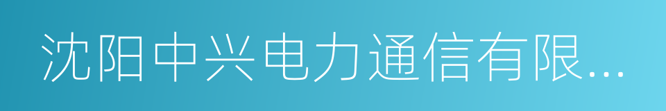 沈阳中兴电力通信有限公司的同义词