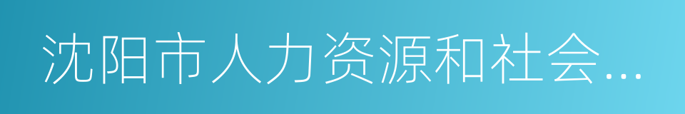 沈阳市人力资源和社会保障局的同义词