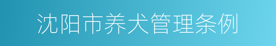 沈阳市养犬管理条例的同义词