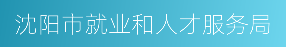 沈阳市就业和人才服务局的同义词