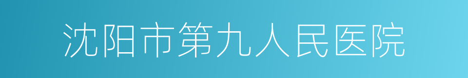 沈阳市第九人民医院的同义词