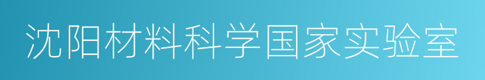 沈阳材料科学国家实验室的同义词