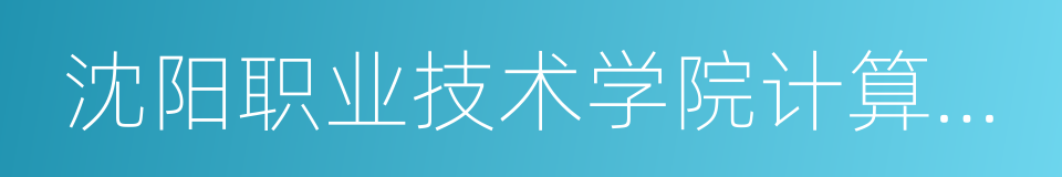 沈阳职业技术学院计算机学院的同义词