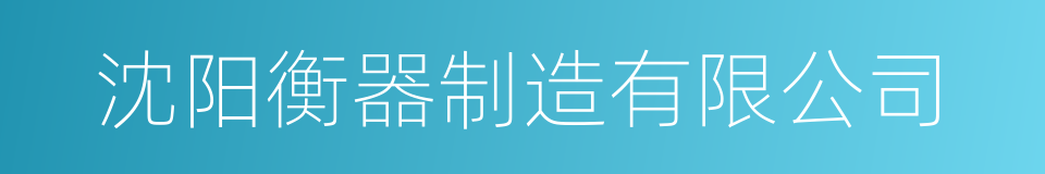 沈阳衡器制造有限公司的同义词