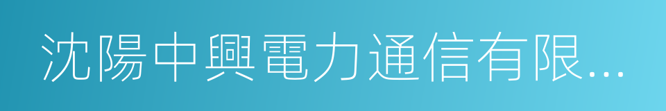 沈陽中興電力通信有限公司的同義詞