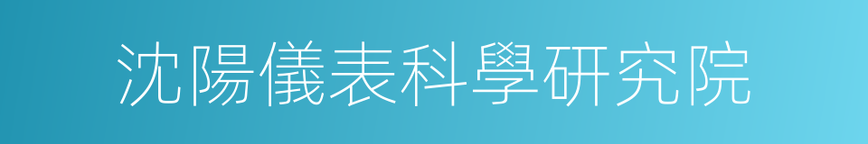 沈陽儀表科學研究院的意思